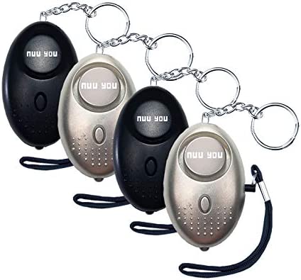 Nuu You Personal Alarms for Woman Siren 140 DB with LED Light (4 Pack) Small Safety Sound Alarm Keychain for Personal Alarm Women/Kids/Girls/Elderly Self Defense Device Policeman Recommend