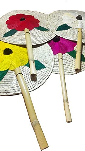 13&rsquo&rsquo Palm Hand Fans 4 Natural Leaf Bundle Decorative Handfan Wicker Floral Fan 디자인 Fiesta Party Handmade Perfect Wedding Favor