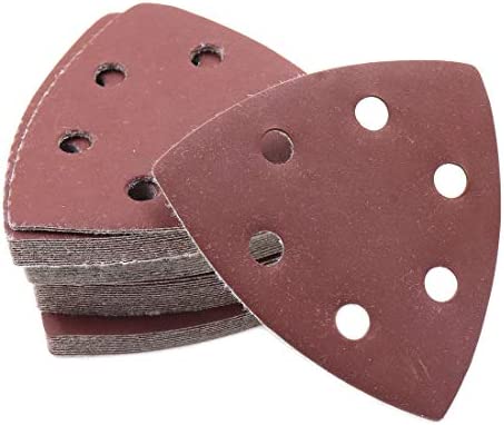 Sydien 50Pcs 150 Grits Triangle Mouse Detail Sander Sandpaper Sanding Pads 90mm Machine