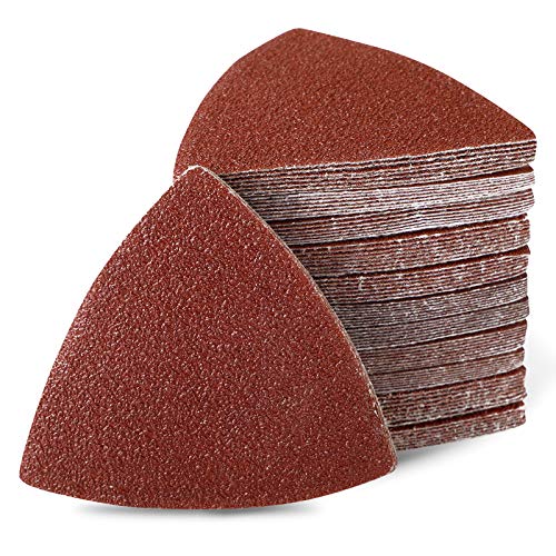 Coceca 60pcs Triangular Velco Sanding Pads 80mm Oscillating MultiTool 40 60 80 120 180 240 Assorted Grits Triangle Sheets