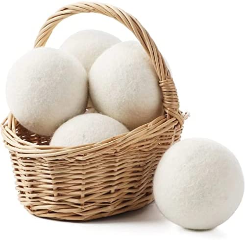 Wool Dryer Balls Organic XL, Eco Dryer Balls Laundry 4 Pack Natural Fabric Softener, 100% New Zealand Wool, Chemical Free Wool Dryer Balls Laundry, Handmade Reusable Balls Reduce Wrinkles (4 White)