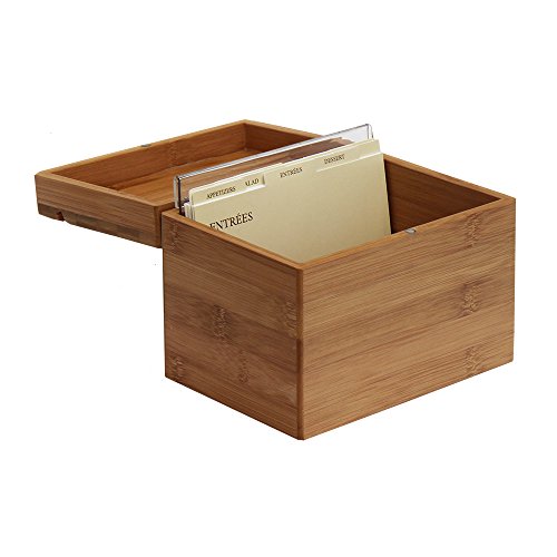 Oceanstar Bamboo Recipe Box with Divider, Natural, 6.80 W x 4.90 D x 5.10 H