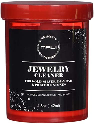 Maui Liquid Jewelry Cleaner Solution for Gold, Silver, Diamond. Safety Solution Comes with Basket and Brush for Extra Cleaning.