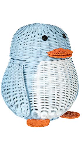 KOUBOO Wicker Penguin, Multi-Color Storage Basket Blue and White