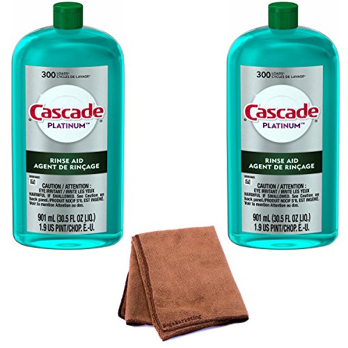 Cascade Rinse Aid Platinum, Dishwasher Rinse Agent, Regular Scent, 30.5 oz