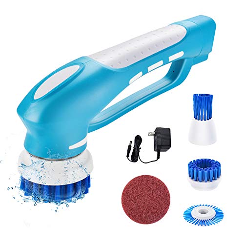PowerDoF Electric Spin Scrubber Scrub Brush Shower Scrubber, Cordless and Handheld Power Scrubber with 4 Cleaning Brush Heads, Power Brush for Tub, Tile, Floor, Sink, Window, Kitchen