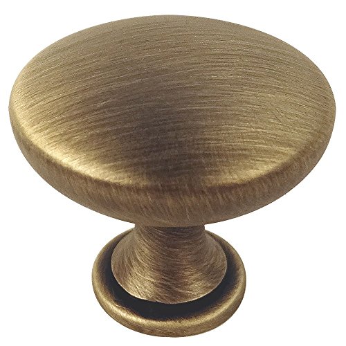 10 Pack - Cosmas 5305BAB Brushed Antique Brass Traditional Round Solid Cabinet Hardware Knob - 1-1/4