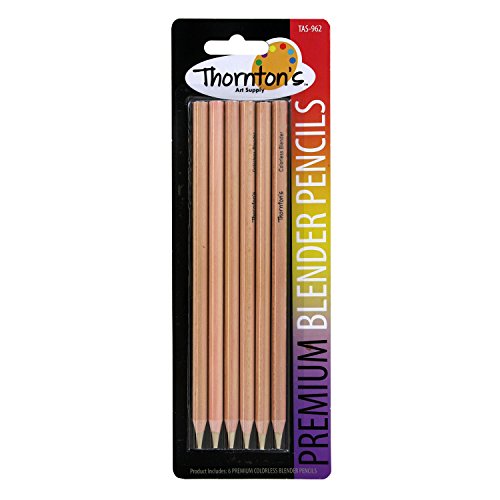 Thorntons Art Supply Premium Colorless Blender Pencil Wax Based for Drawing Sketching Blending Shading | Kids and Adult Artwork | Pack of 6