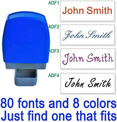 Name Stamp - 75 Fonts + 8 Colors to Choose from - Personalised Signature Self Inking Name Stamp Signature. 31x10mm - ADF61-ADF75