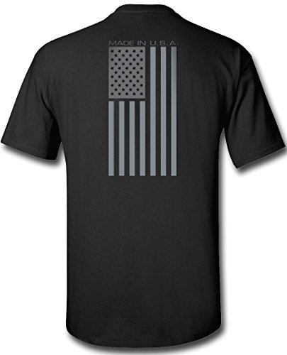 Black Made USA Flag Subdued Banner Print 티셔츠