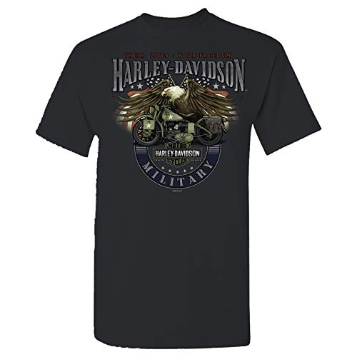 Harley-Davidson Military - 남성 스모크 그레이 그래픽티셔츠 해외 투어 이글 오토바이
