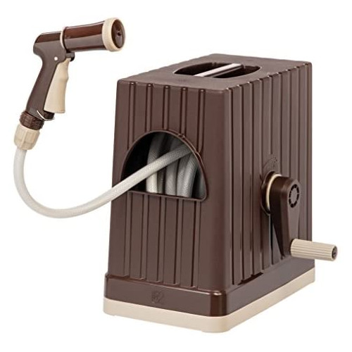 IRIS USA, FHEX-15 All-in-One Retractable Hose Reel Box with Hose and Nozzle, 48 ft, Brown