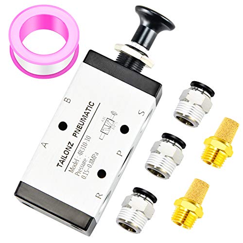 TAILONZ PNEUMATIC 3/8NPT 5 Way 2 Postion Air Hand Lever Operated Valve Pneumatic Solenoid Valve Manual Control Push-Pull 4R310-10